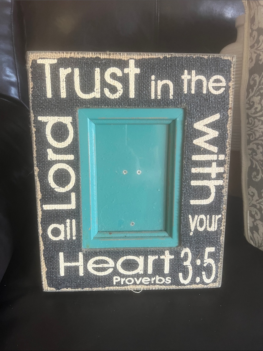 Trust in the Lord Proverbs 3:5 Decorative Wall Frame - Turquoise